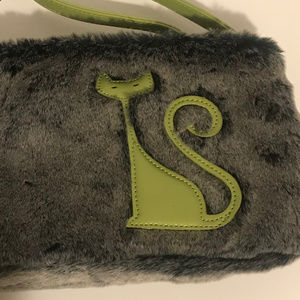 VIETA FAUX FUR GREEN CAT PURSE SHOULDER BAG NWT